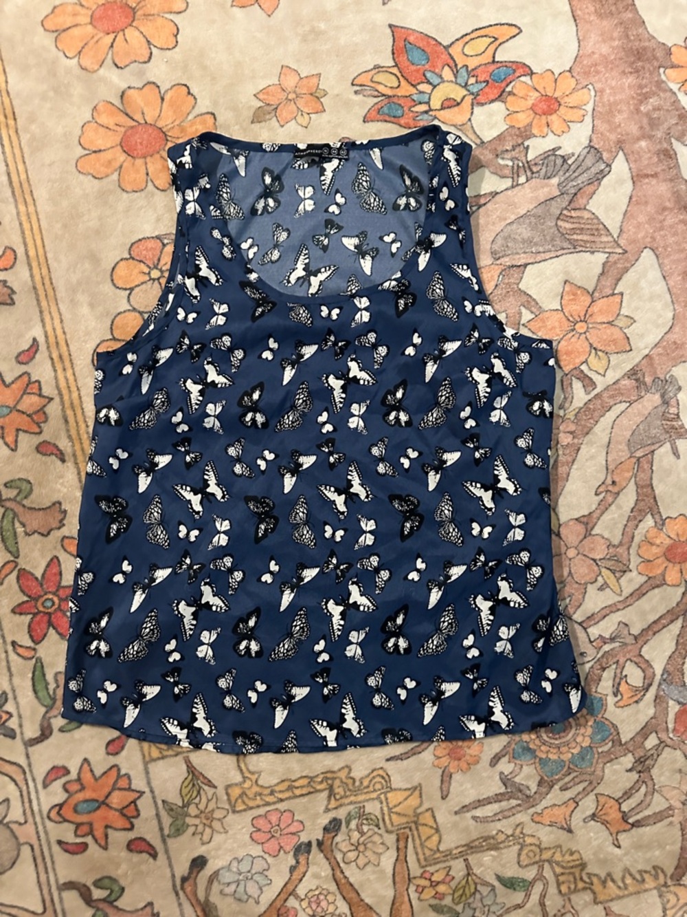 Atmosphere Navy Butterfly Print Tank Top